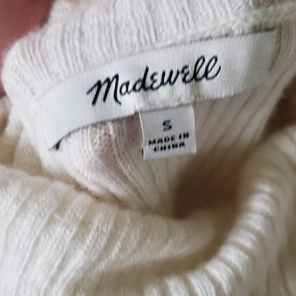 Madewell s ribbed off white turtleneck Merino wool viscose nylon alpaca - Picture 7 of 8
